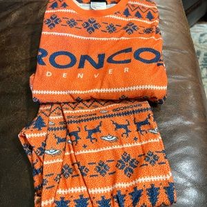 Denver Broncos Ugly Sweater 2 Piece Pajama Set